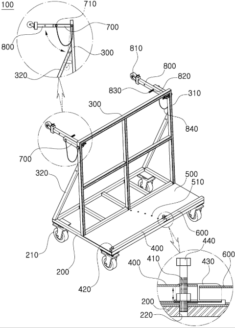 특허 제10-2192669호(유리 이송용 적재대, 장태순, 