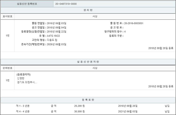 실용신안 제20-0487319호(다용도 컵, 신영환)